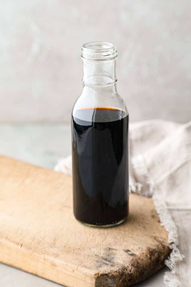 A bottle of homemade vanilla extract, completely extracted.