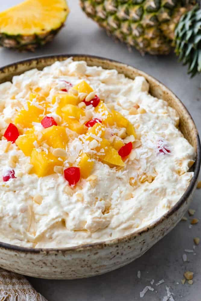 Pineapple fluff in a bowl.