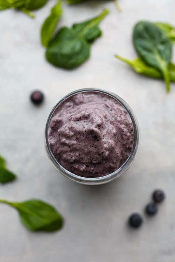 A blueberry protein smoothie.
