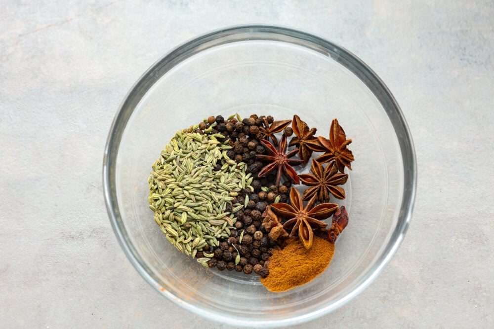 The ingredients for the seasoning blend in a bowl.