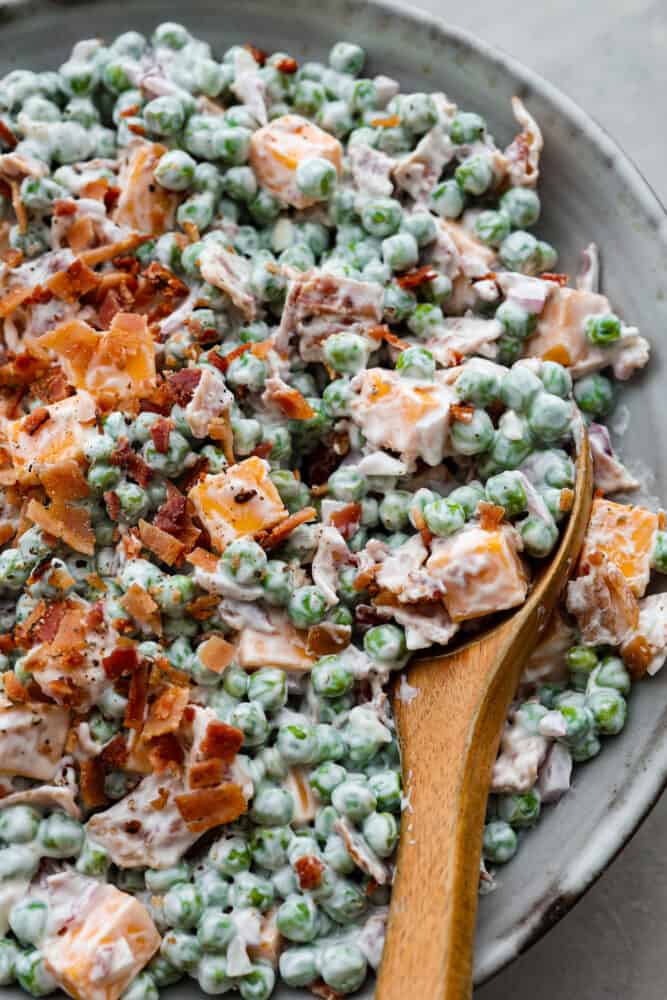 Best Ever Creamy Pea Salad With Bacon | A Recipe Critic