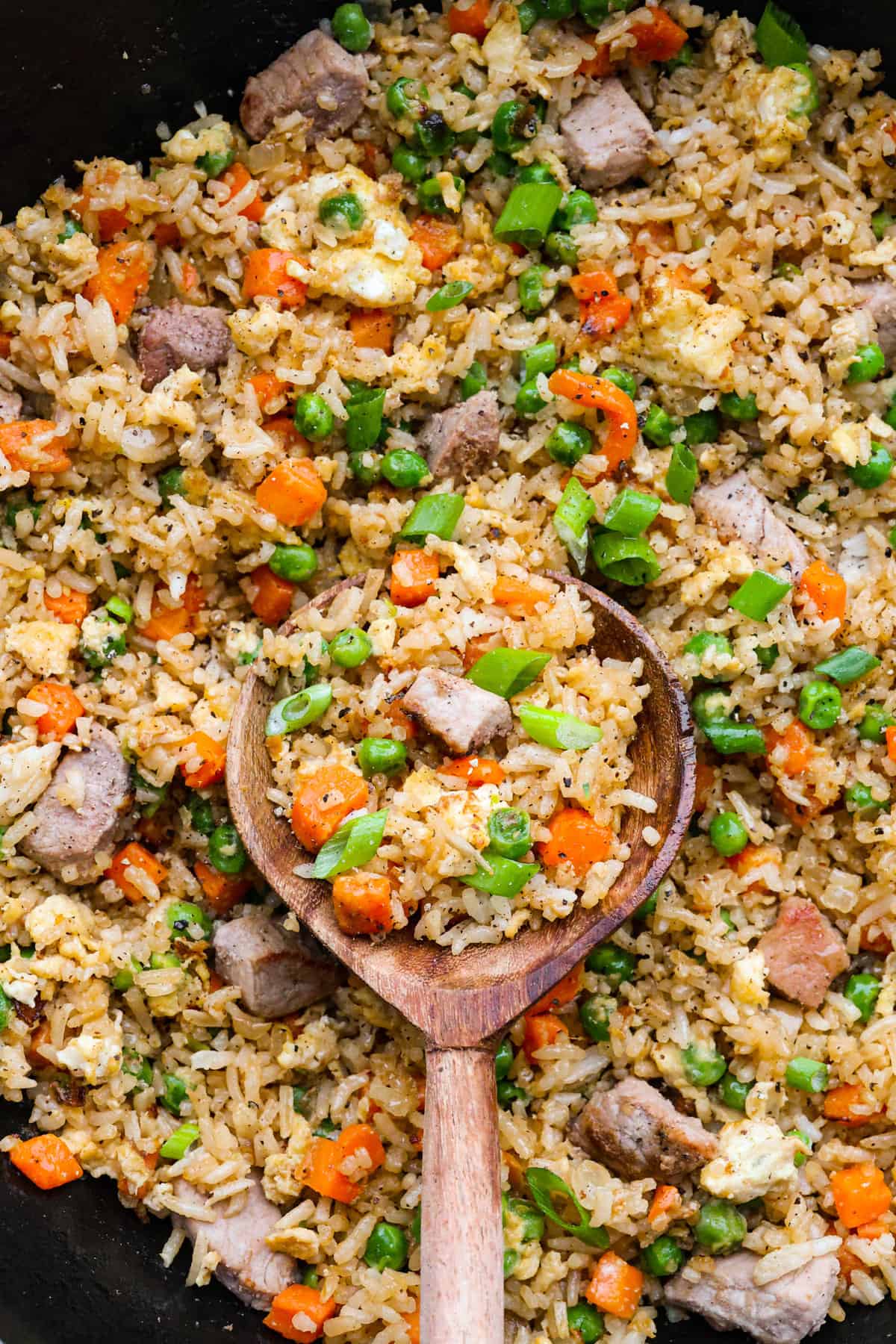 Everything mixed together and seasoned with salt and pepper. 