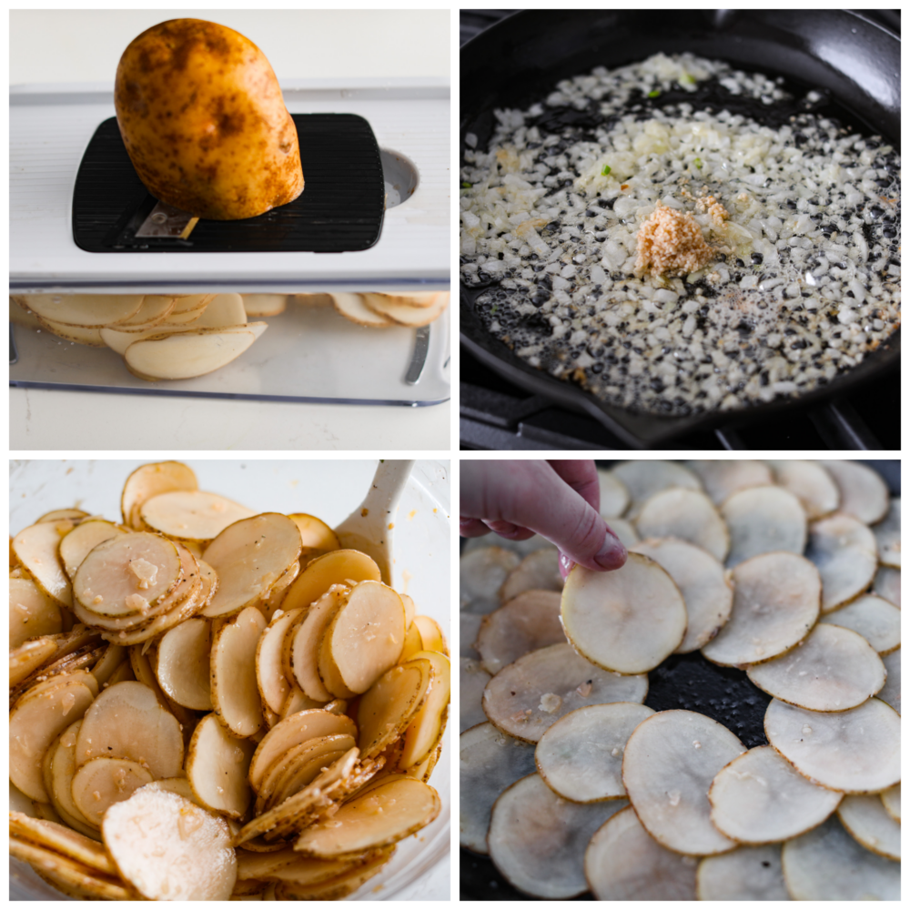 Fotos del proceso que muestran cómo preparar los ingredientes y armar el plato.