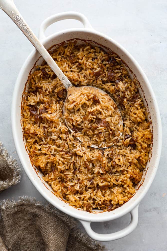 Oven rice with onion soup outlet mix