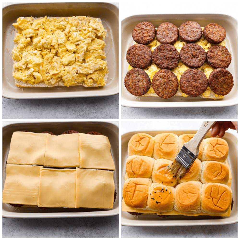4-photo collage of sliders being prepared.