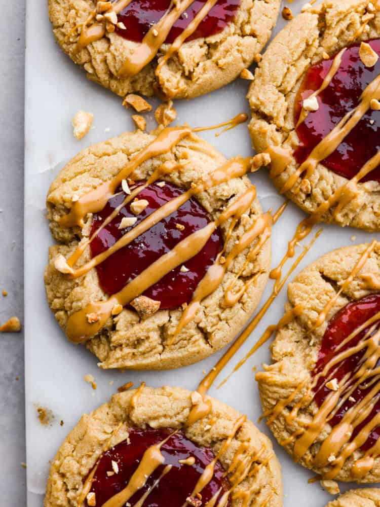 Hero image of peanut butter and jelly cookies.