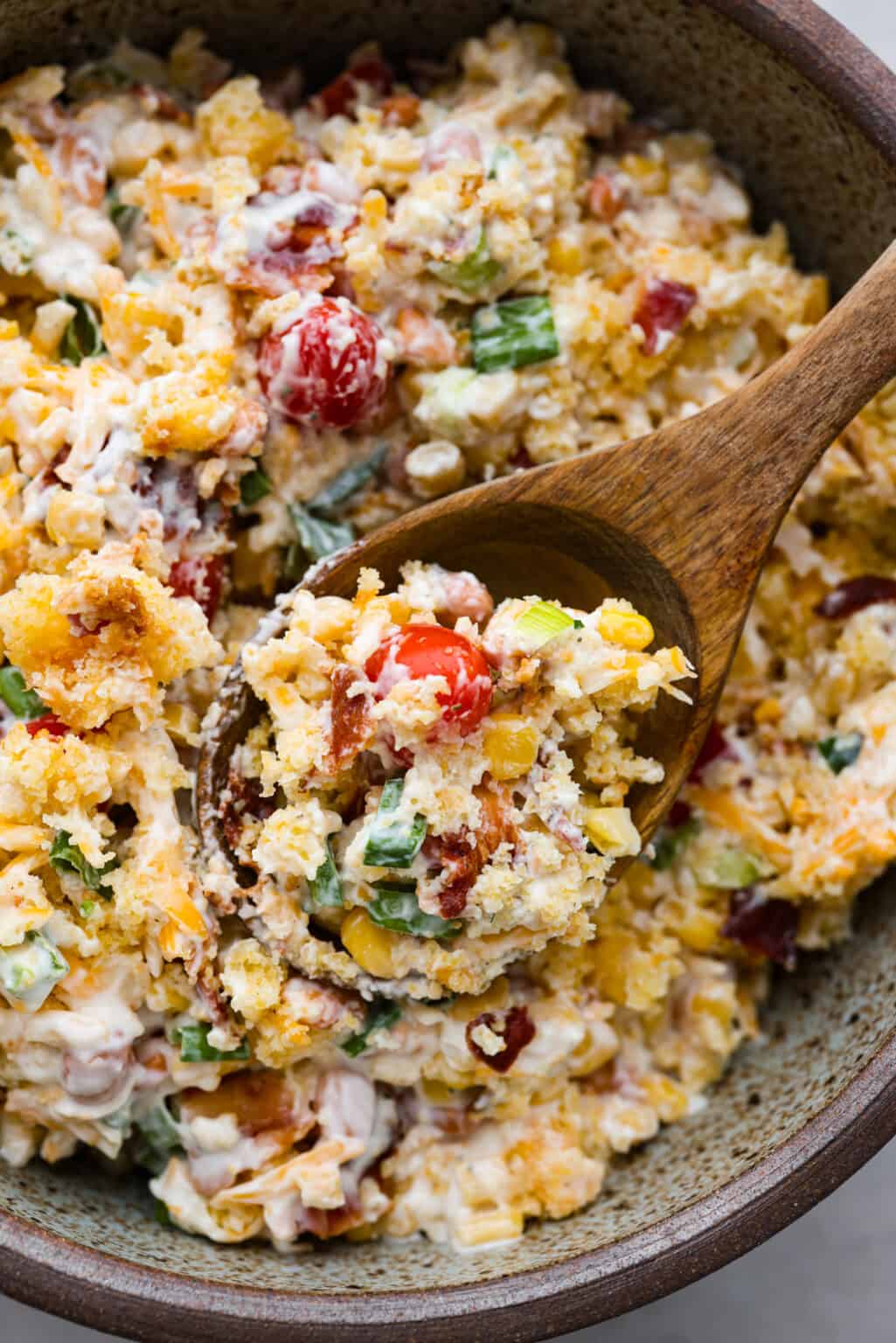 Cornbread Salad with Creamy Tomato Dressing