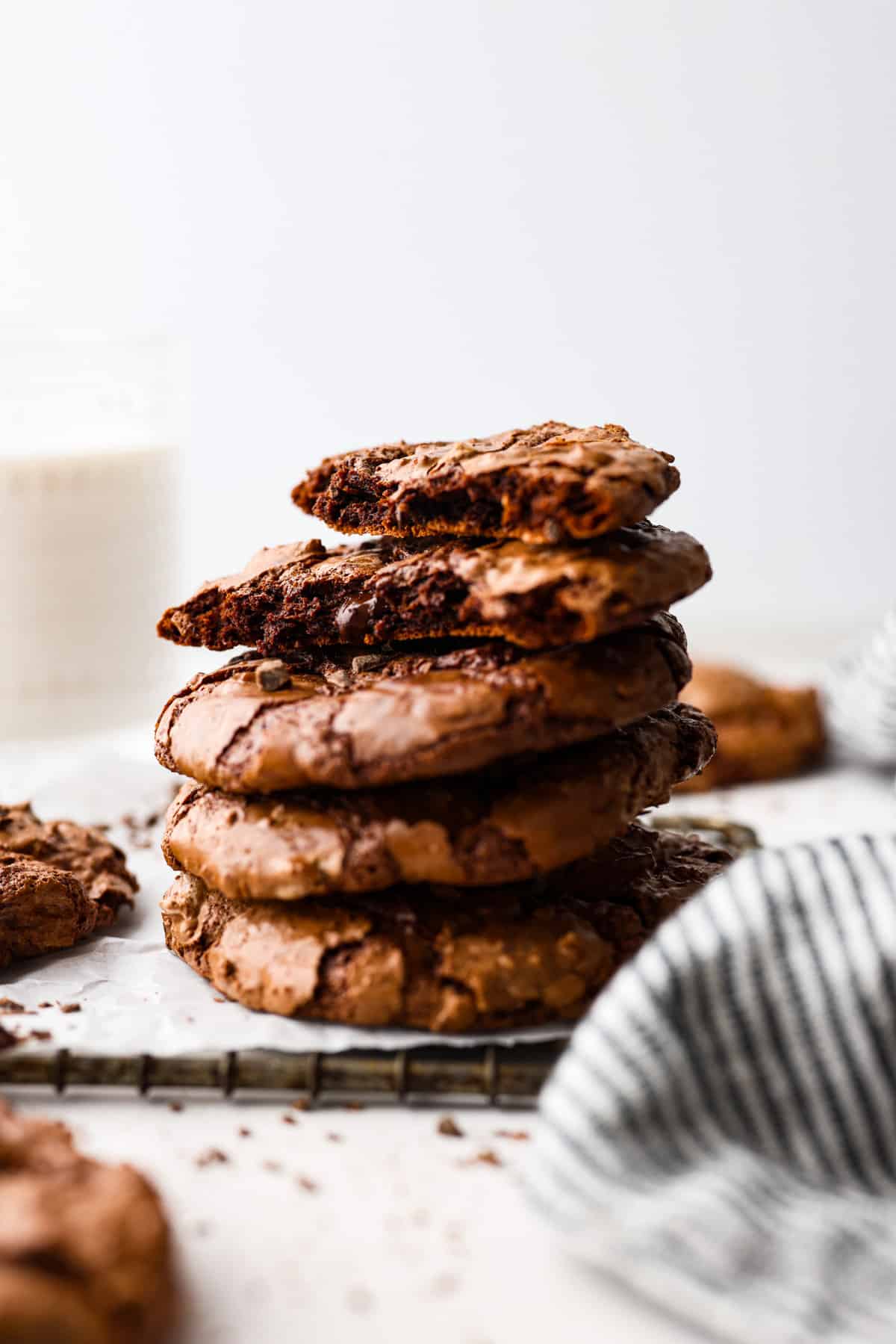A stack of flourless chocolate cookies. 