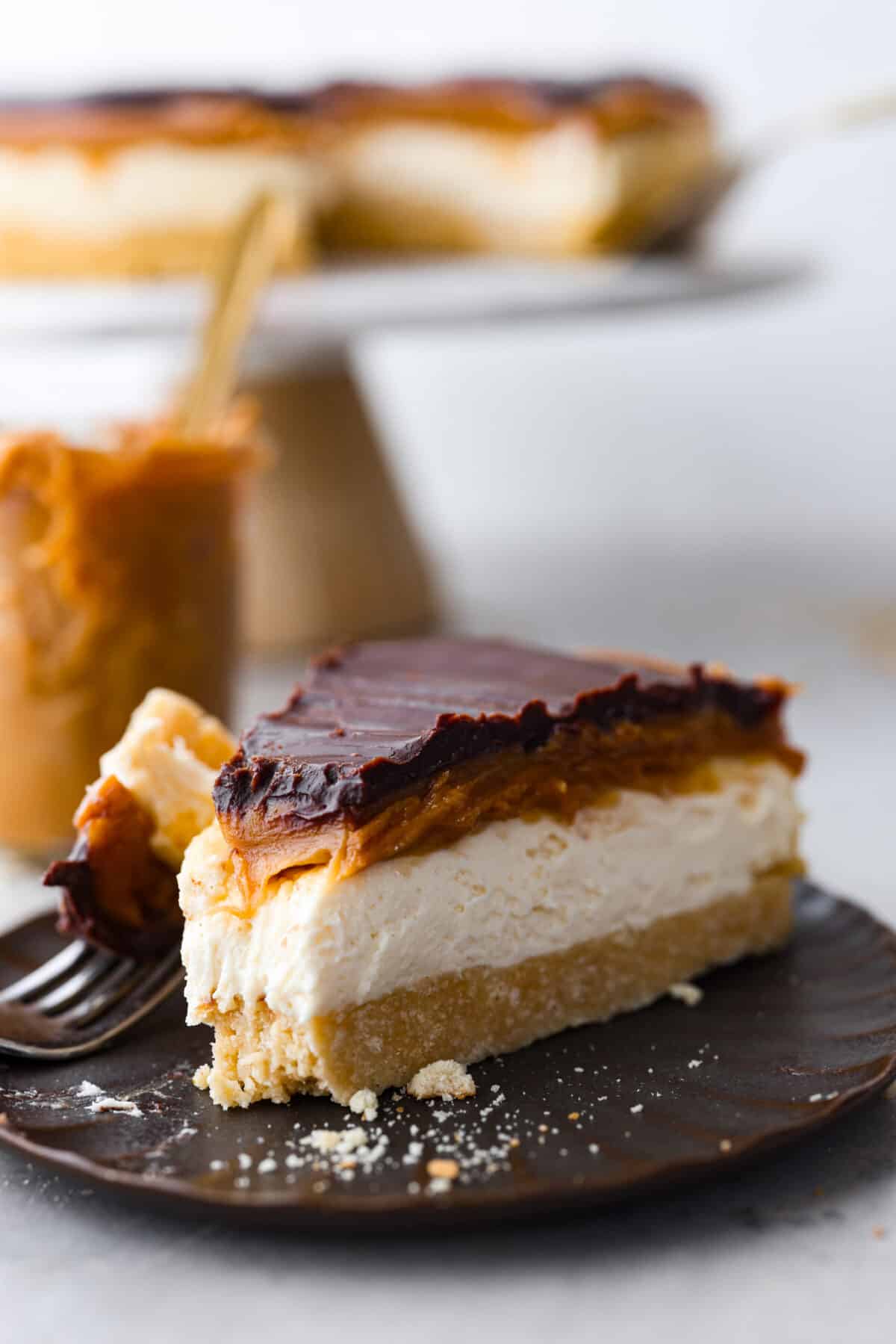 A slice of millionaire cheesecake.