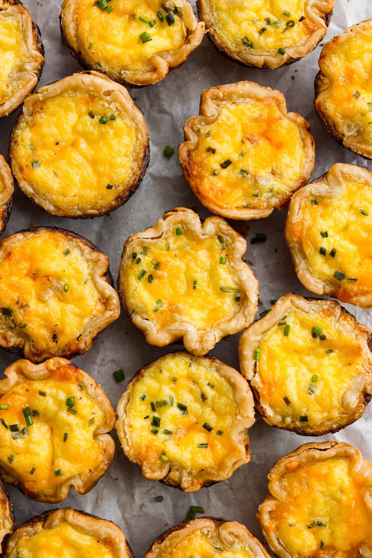 Closeup of the baked quiche bites