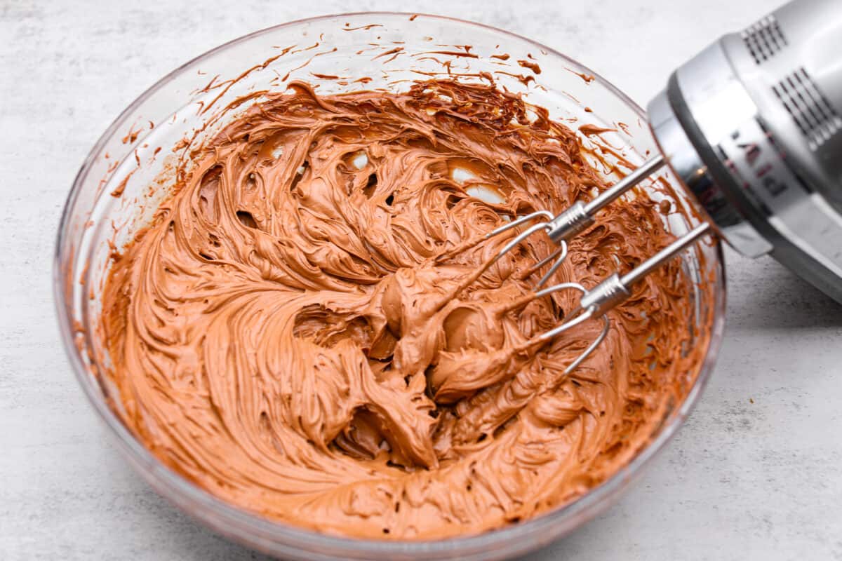 Whipping up the frosting for the chocolate Guinness cake