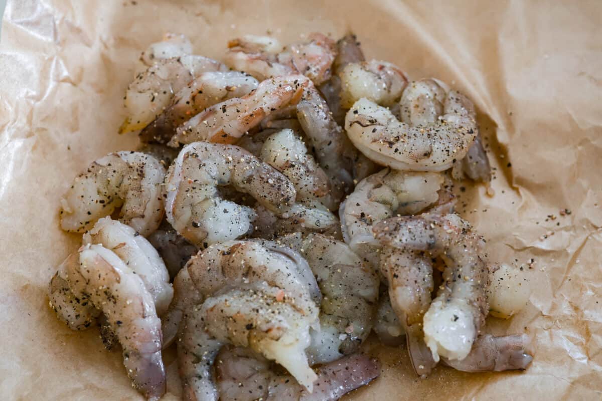 shrimp seasoned with salt and pepper. 