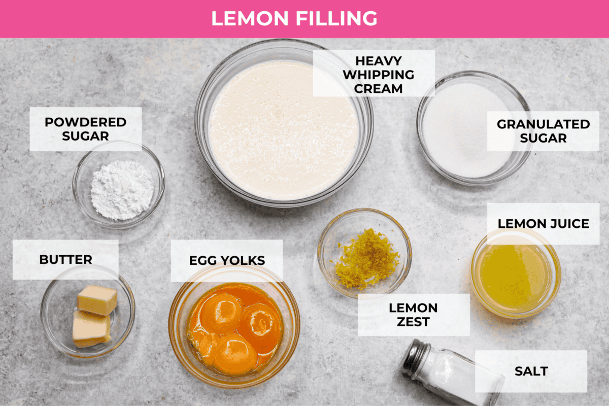 Ingredients listed to make the lemon filling.