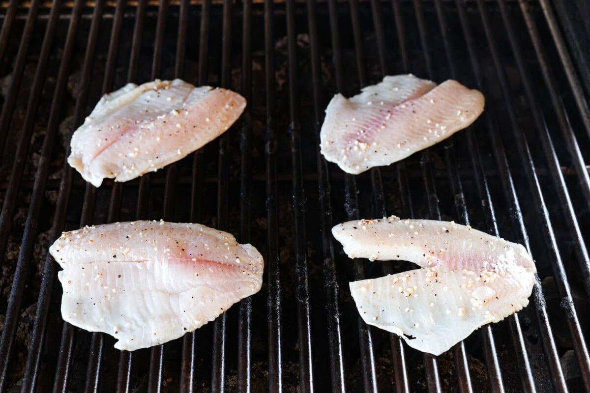 Tilapia on a grill. 