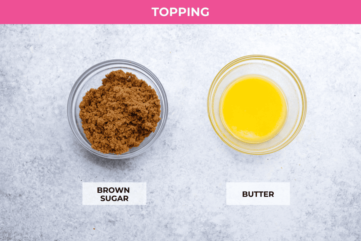 Ingredients labeled for the topping.