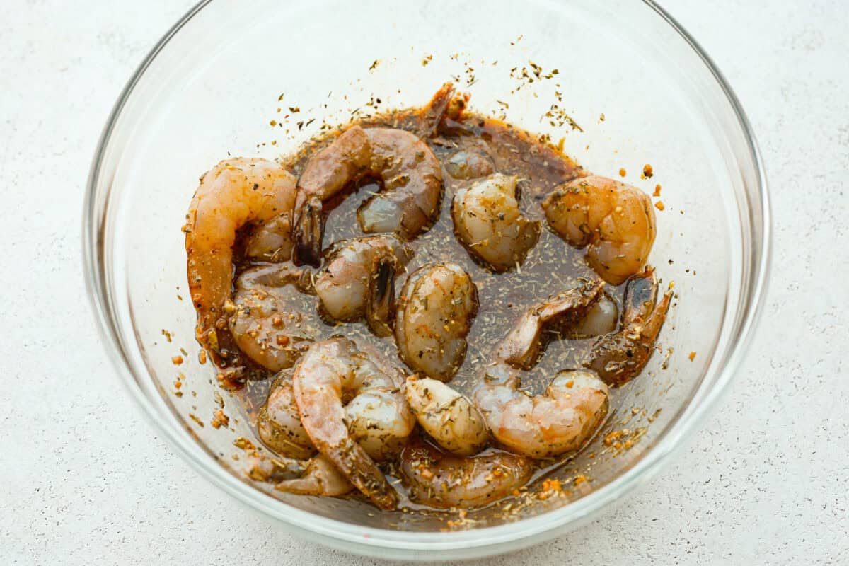 Fourth photo of the shrimp marinating.