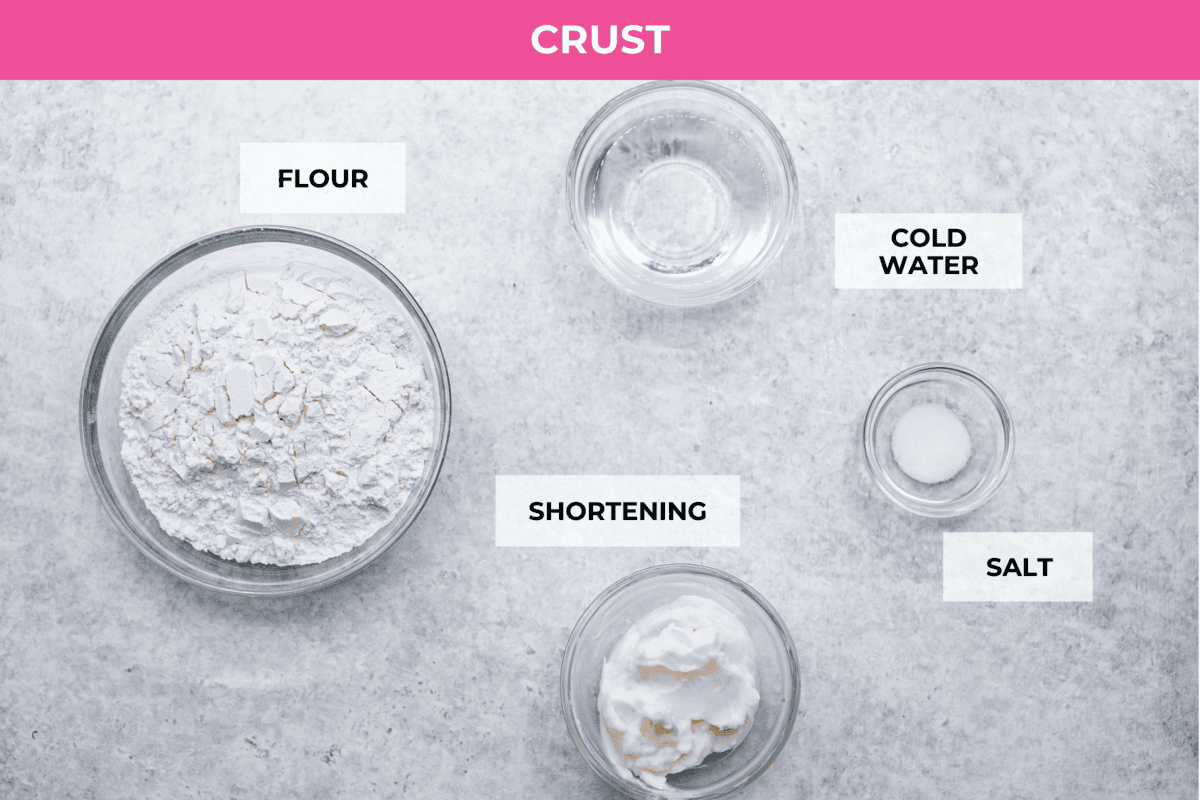 Sugar cream pie, or Hoosier pie, is a creamy, delicious treat with deep roots in the Midwest, especially in Indiana. You can top it however you like, serve it warm, at room temperature, or even chilled. Give this simple recipe a go. I know you’ll love it! Overhead shot of pie crust ingredients.