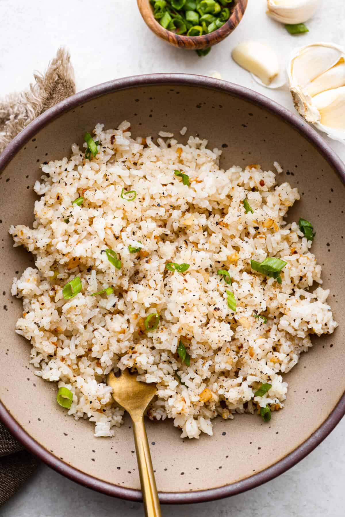 The above image is of layered garlic fried rice.