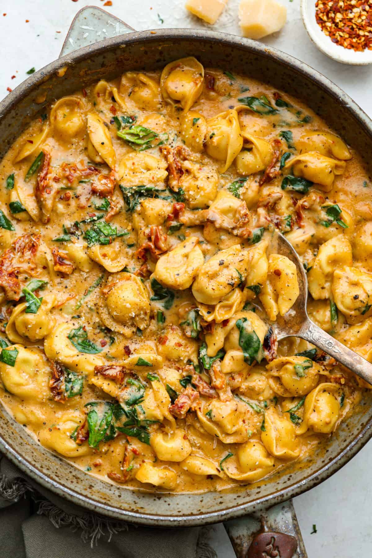 Overhead shot of marry me tortellini.