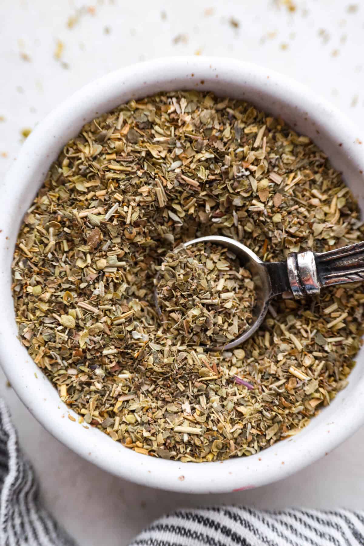 My homemade Italian seasoning is a go-to in my kitchen, and itโs quickly become a favorite with so many of you! It's bold, herby, and good enough to sprinkle on just about anything. Overhead shot of homemade Italian seasoning mix.