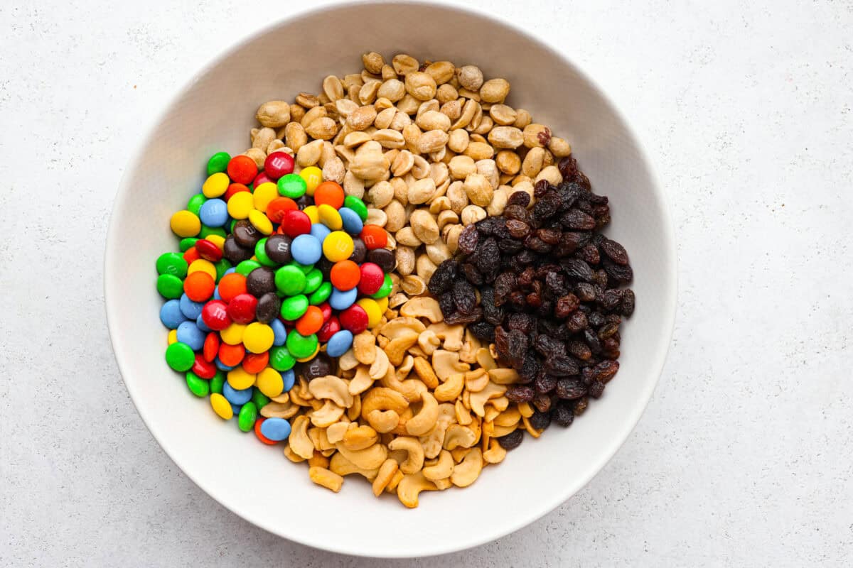 All of the ingredients added to a bowl. 
