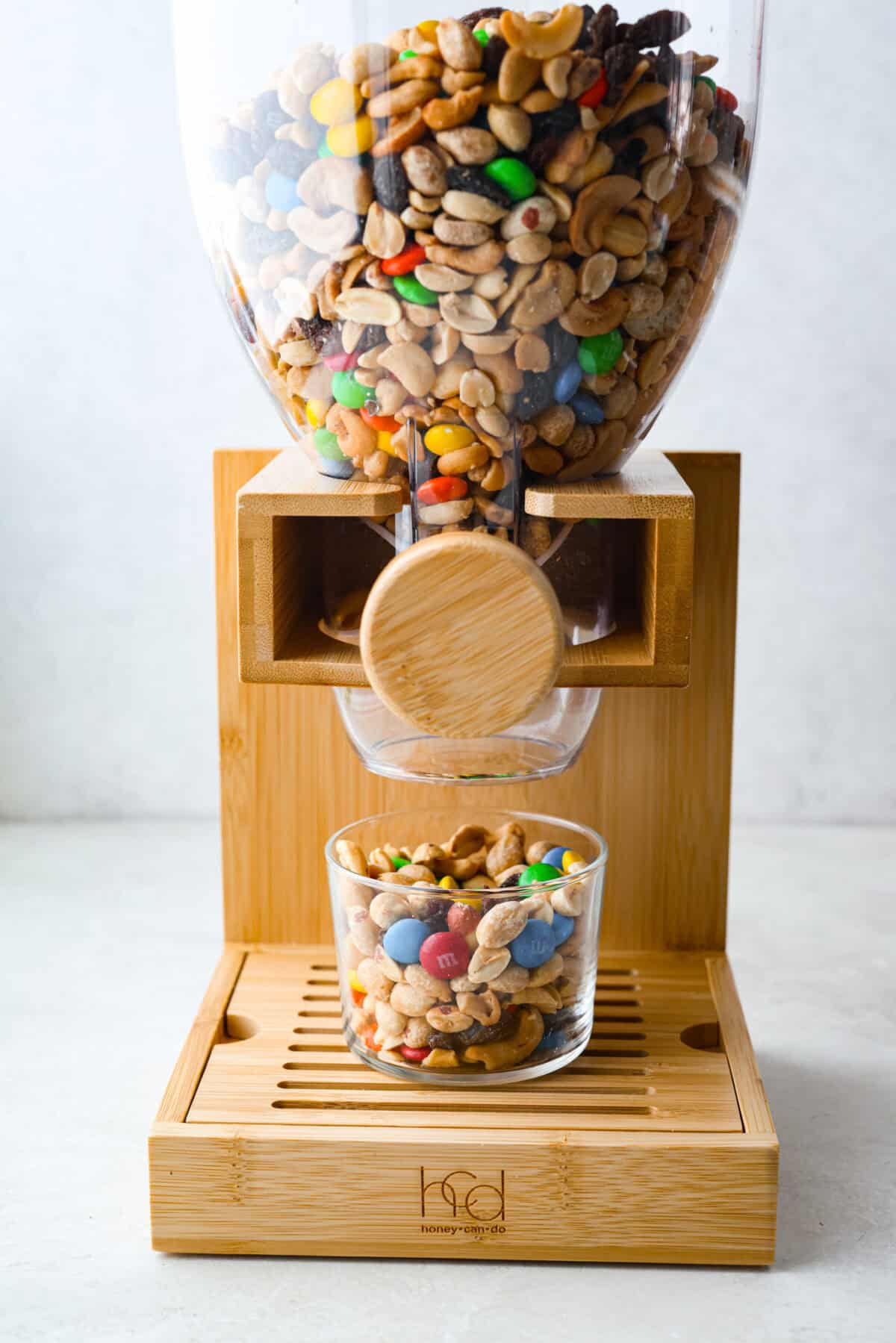 Trail mix in a cereal dispenser. 