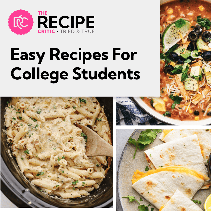 Easy Recipes for College Students graphic. 
