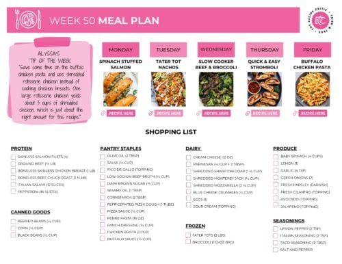 Weekly Meal Plan #50 | The Recipe Critic - Ulkse
