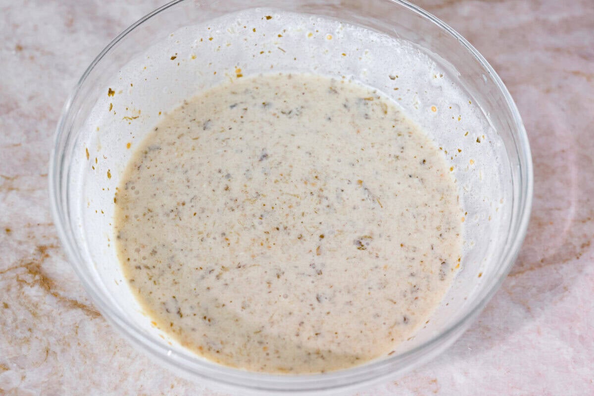 Bowl of creamy enchilada sauce.