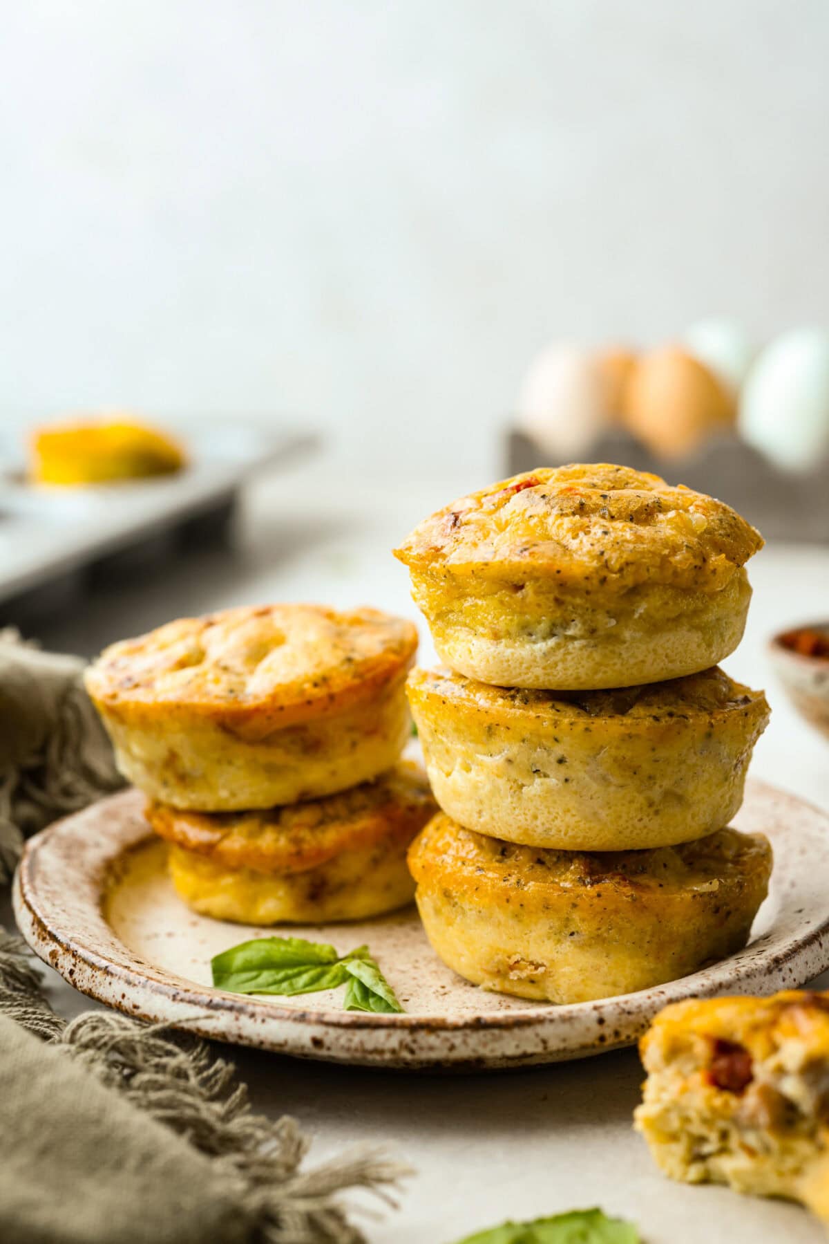 starbucks copycat Stack of Starbucks copycat Italian sausage egg bites.