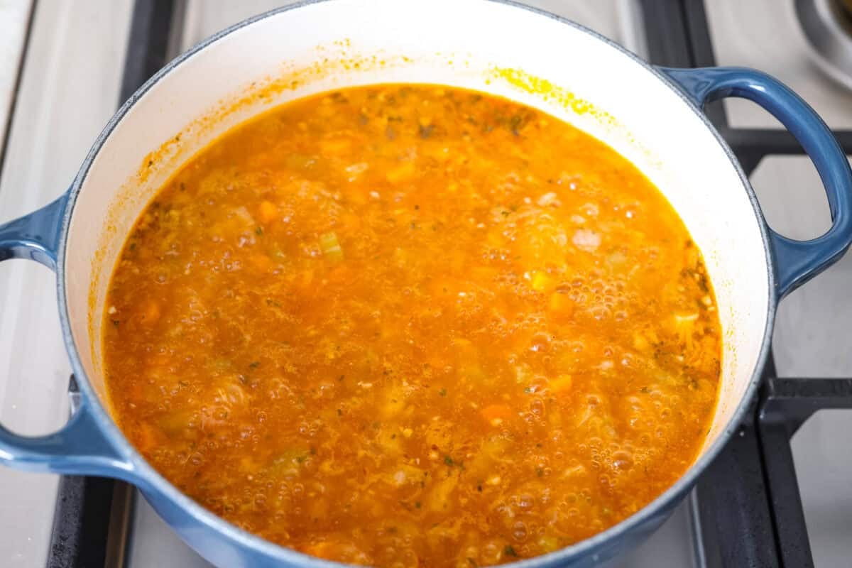 This buffalo chicken soup is about to be your new favorite! It’s creamy, spicy, and loaded with tender chicken and bold flavor, all ready in just 30 minutes. Perfect for busy weeknights, game day, or when you need a cozy meal with a little kick. Broth and seasonings added to the pot.