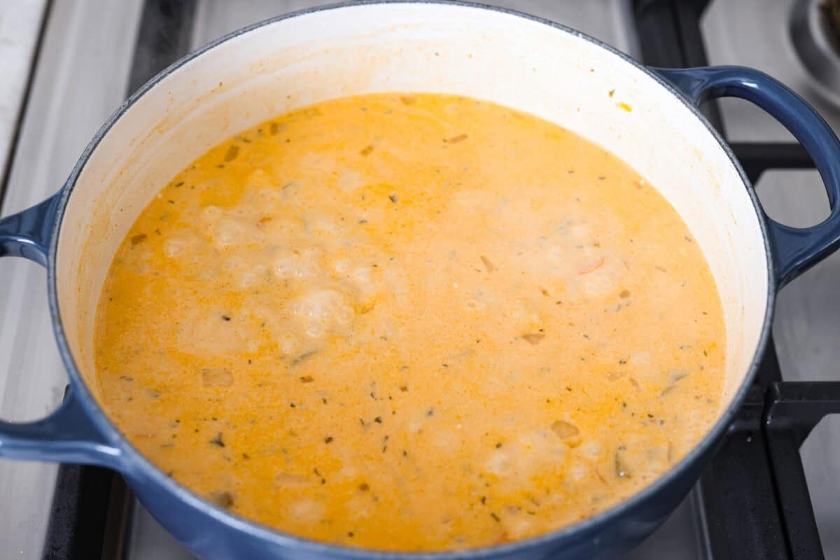 This buffalo chicken soup is about to be your new favorite! It’s creamy, spicy, and loaded with tender chicken and bold flavor, all ready in just 30 minutes. Perfect for busy weeknights, game day, or when you need a cozy meal with a little kick. Cream cheese added to the broth mixture to make it creamy.