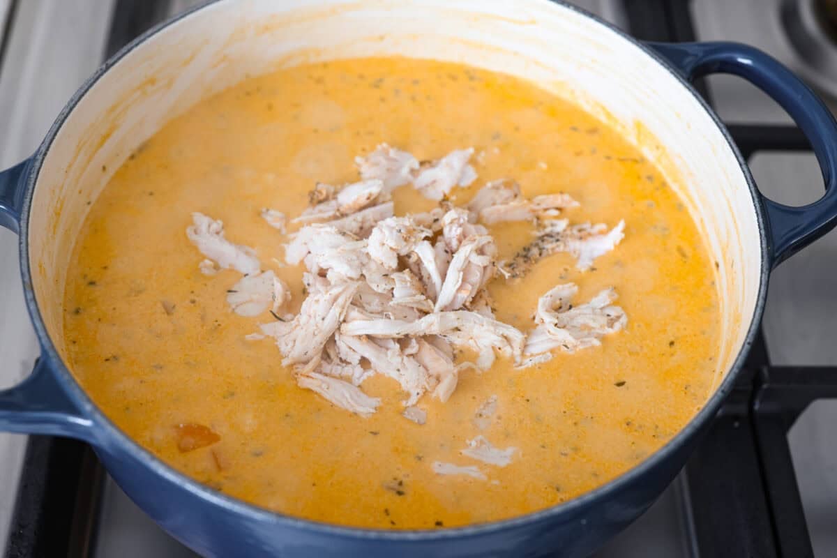 This buffalo chicken soup is about to be your new favorite! It’s creamy, spicy, and loaded with tender chicken and bold flavor, all ready in just 30 minutes. Perfect for busy weeknights, game day, or when you need a cozy meal with a little kick. Cooked and shredded chicken added to the creamy soup.