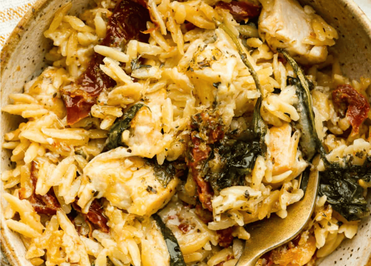Tuscan Chicken Orzo Bake