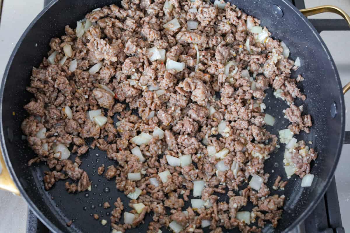 Onion and garlic added to the