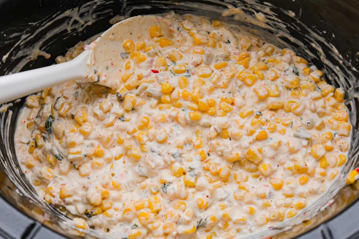 All of the ingredients warmed and melted together in the slow cooker. 