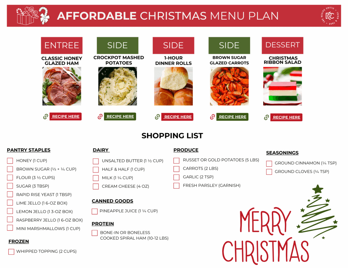 Christmas dinner can feel big, especially when youโre feeding a crowd and juggling gift budgets at the same time. This Christmas dinner menu keeps things cozy, classic, and doable so you can enjoy the day without overspending. Use the full lineup if youโre hosting, or just grab a side or dessert if youโre bringing something to share.