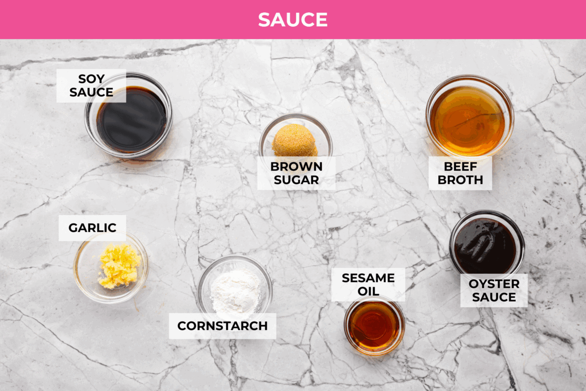 Skip the takeout, this Beef Chow Mein is ready in just 25 minutes! Packed with tender beef, crisp veggies, and saucy noodles, it’s a fast, flavorful dinner that hits the spot every time. Overhead shot of beef chow mein ingredients.