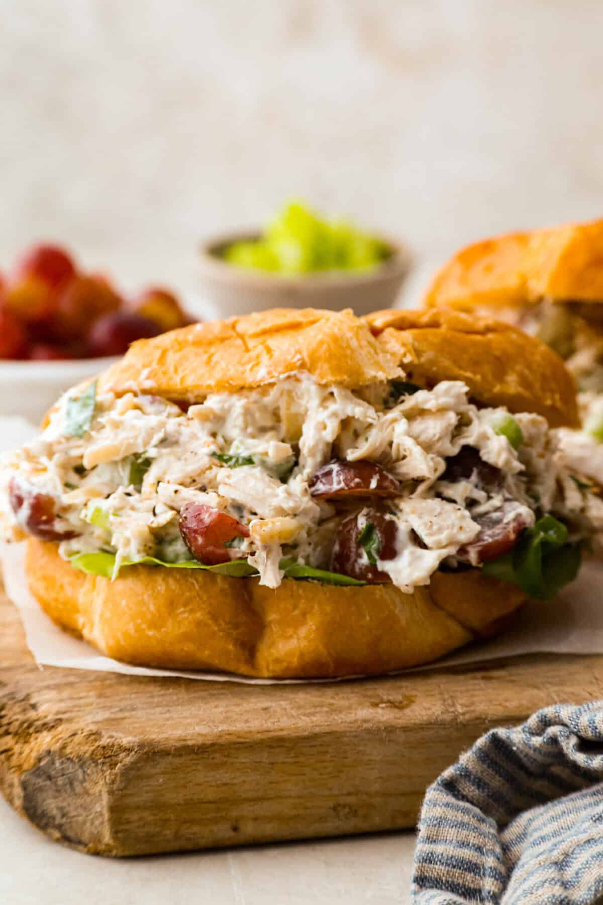 Image of a croissant with Neiman Marcus chicken salad in it. 