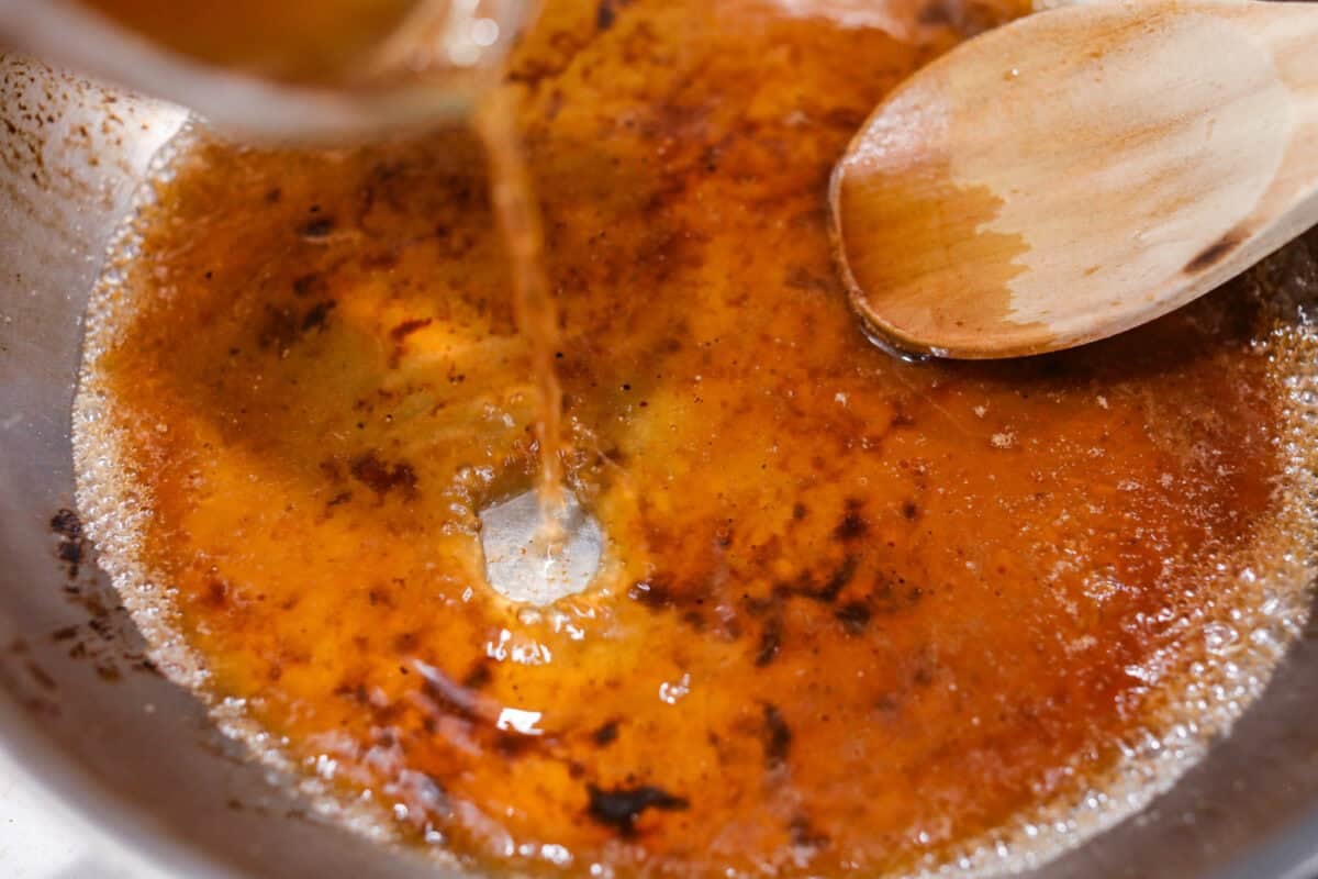 This horseradish pot roast is pure comfort food with a flavorful twist. The beef cooks low and slow until fork-tender, soaking up a rich, savory sauce with just enough horseradish to add depth without being overwhelming. Beef broth deglazing the pan the roast was seared in.