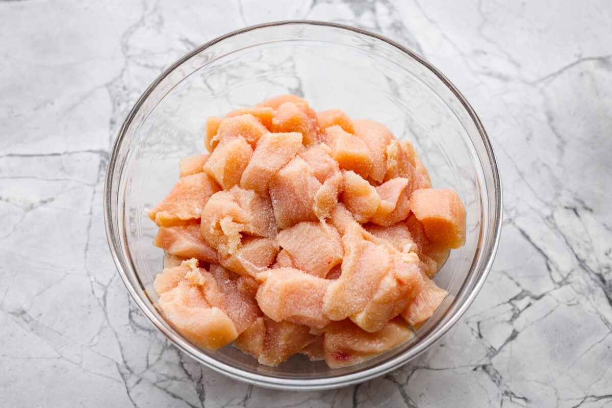 Skip takeout and make this PF Chang’s honey chicken in your own kitchen! Crispy fried chicken gets coated in a glossy honey sauce that’s sweet, savory, and hard to resist Bowl of seasoned diced chicken breast.