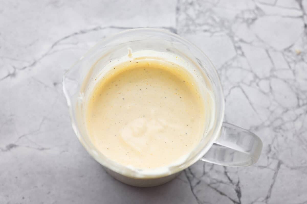 Dressing ingredients all mixed together. 