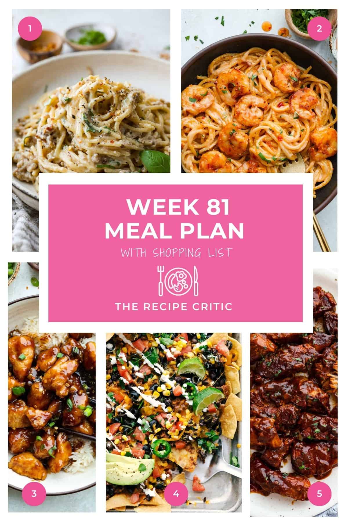 It’s time for another weekly meal plan! This week’s lineup is full of easy, family-friendly dinners that make busy nights a little simpler. We’re talking cozy favorites like creamy sausage spaghetti, fun dinners like sheet pan nachos, and a few meals that are perfect for when you just want something quick and delicious on the table. Collage of all of the hero images for this weekly meal plan.