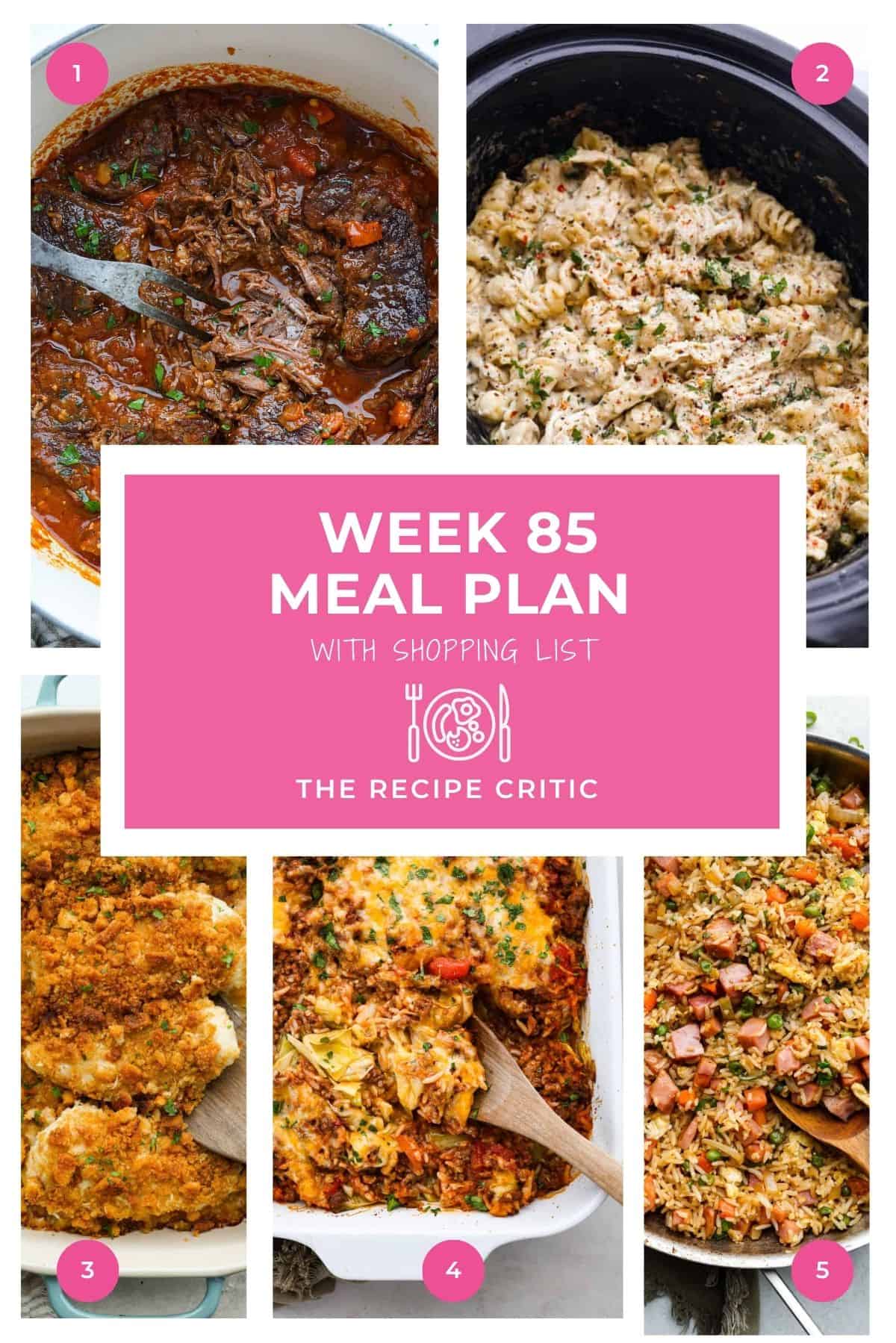 Week 85 Meal Plan Collage