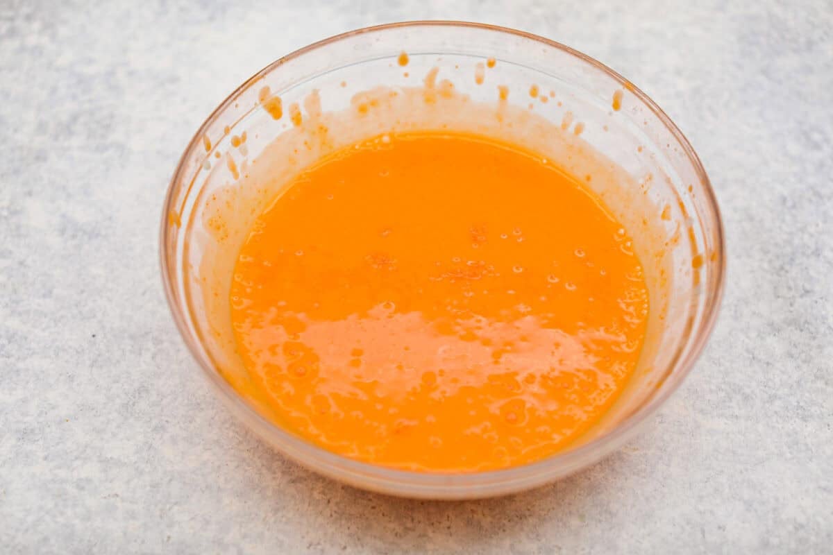 Vanilla pudding and orange Jello mixed together. 