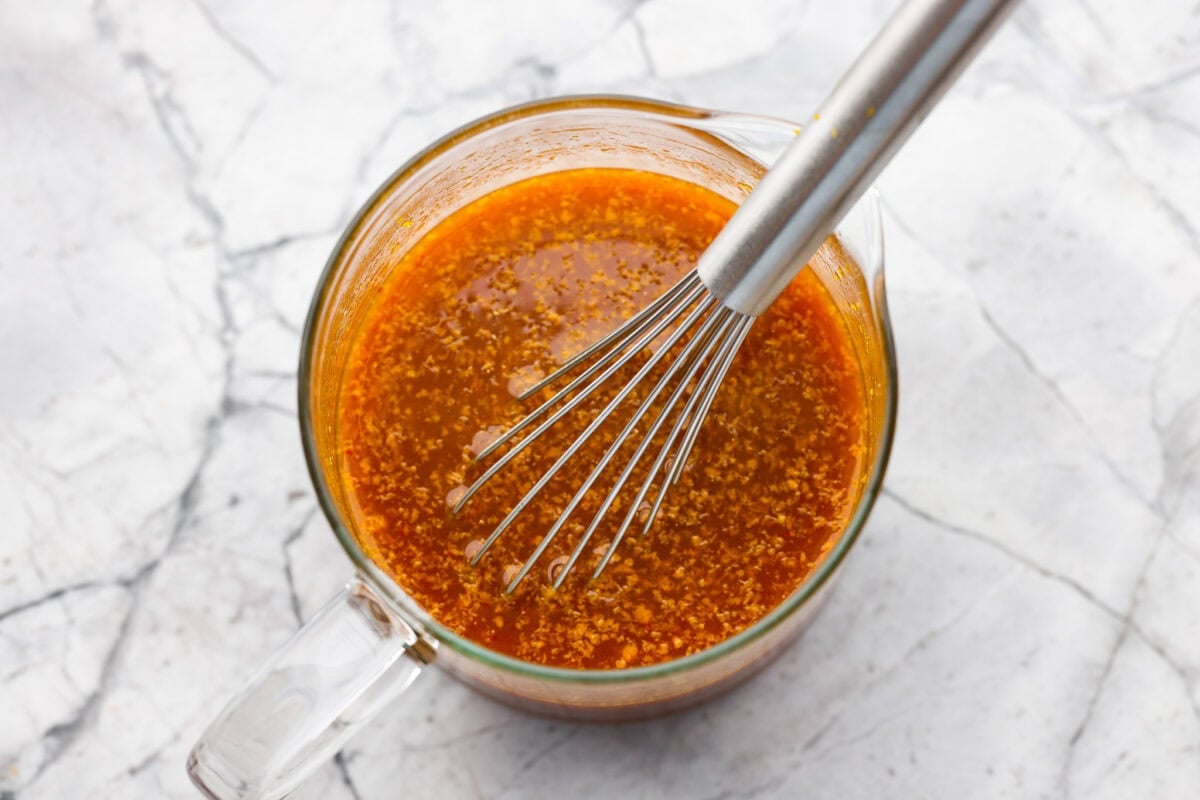Sauce ingredients whisked together.