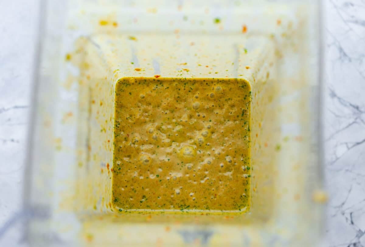 I love salads in the summer, and this grilled shrimp salad is such a good one. It’s fresh, colorful, and filling without feeling heavy. And the dressing? Oh my gosh. The chipotle-lime flavor is so good, you’ll want to pour it on everything. Dressing ingredients blended together in a blender.