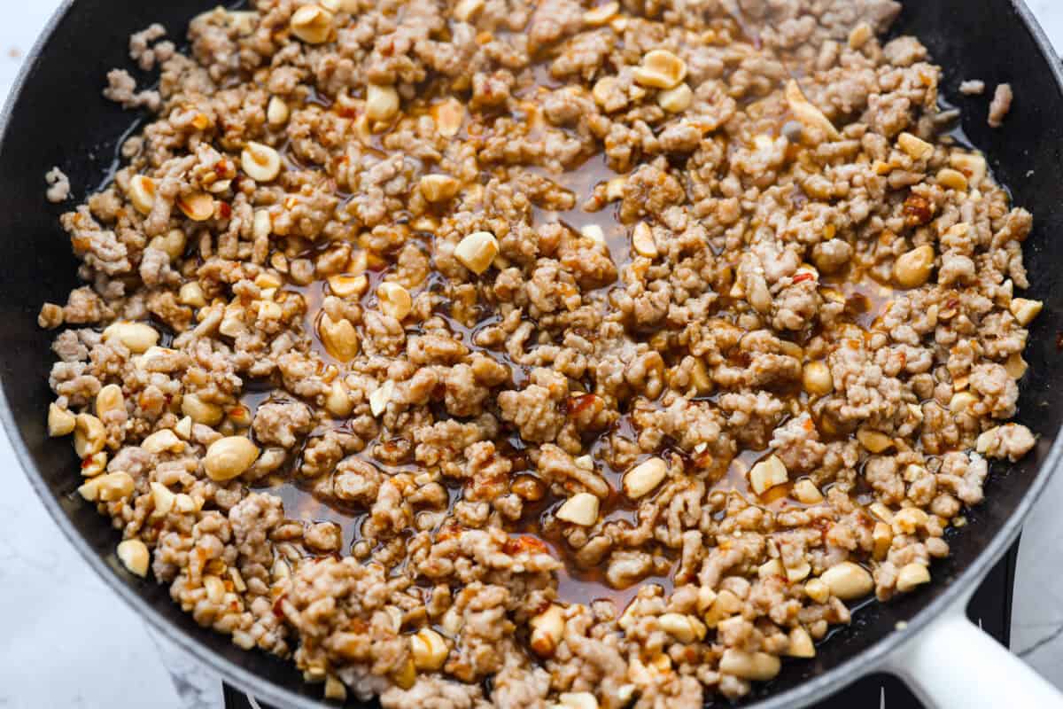 Sauce added to the cooked pork. 