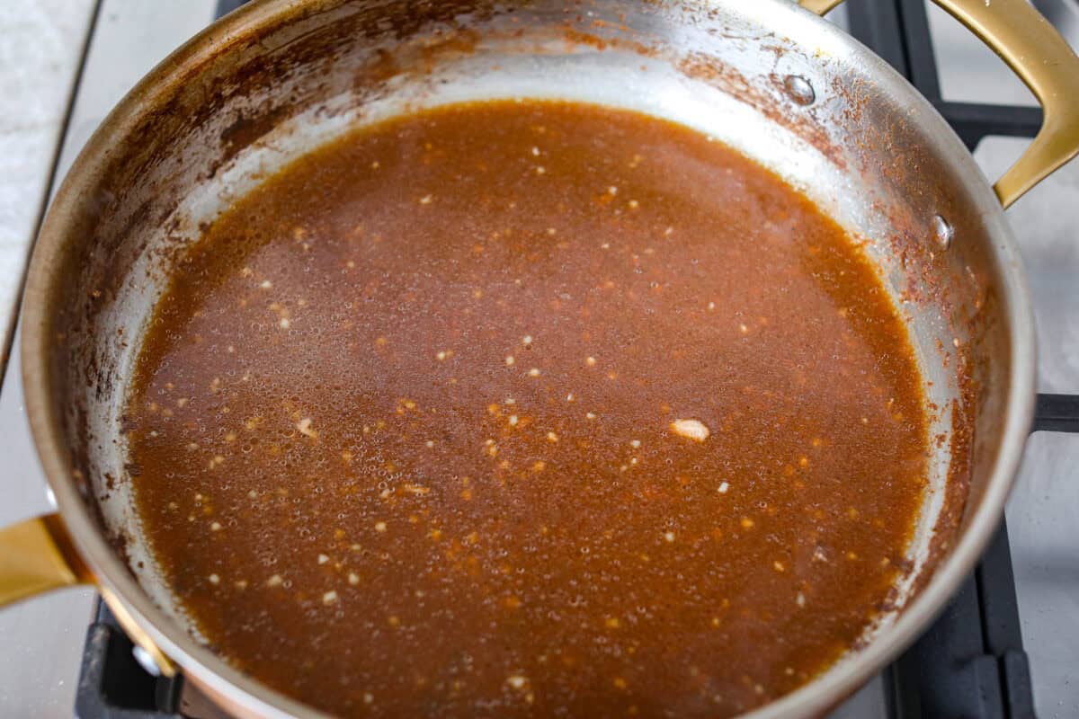 Starting the sauce in the skillet. 