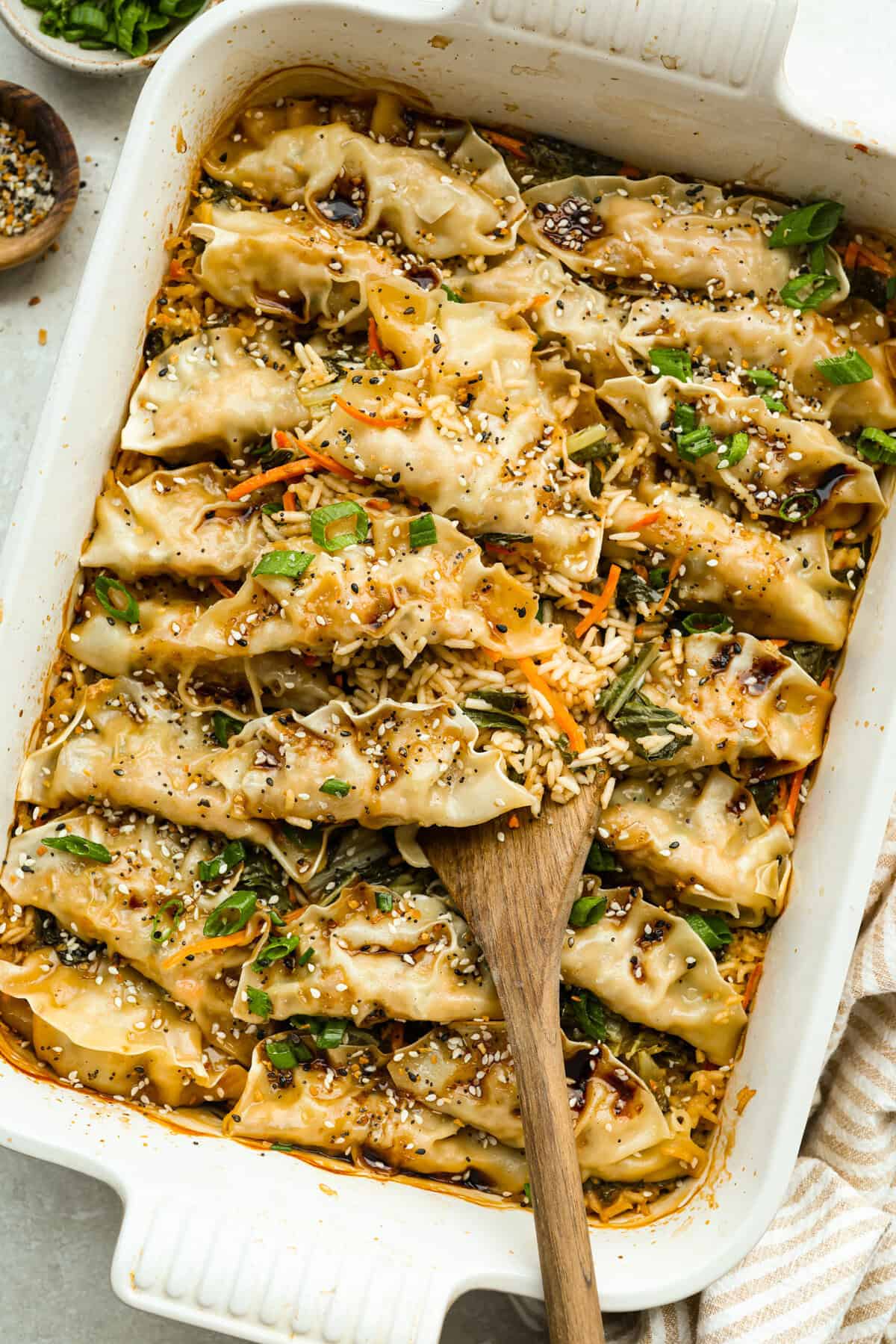 Easy Potsticker and Rice Bake